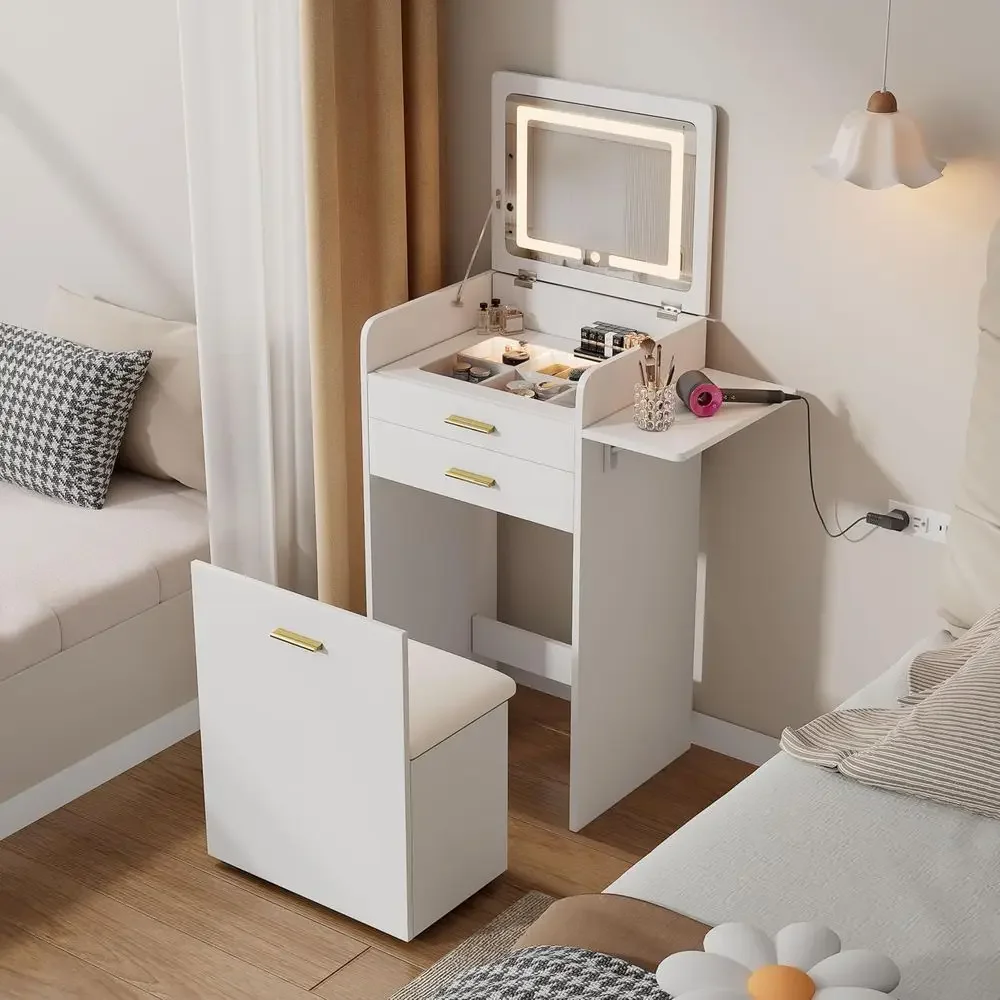Desk Drawer Small - Compact Vanity Desk with Lip Top