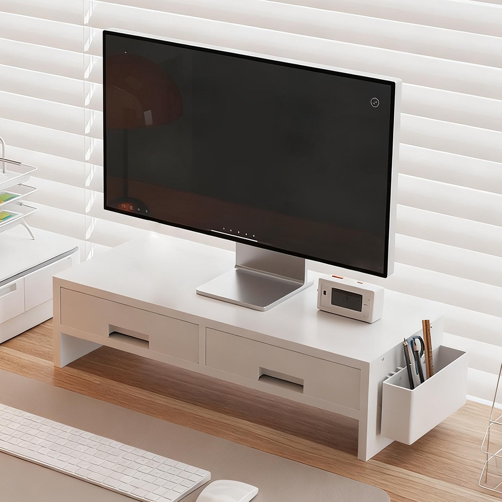 Desk Drawer Small - Desk Monitor Stand Riser Double Drawer