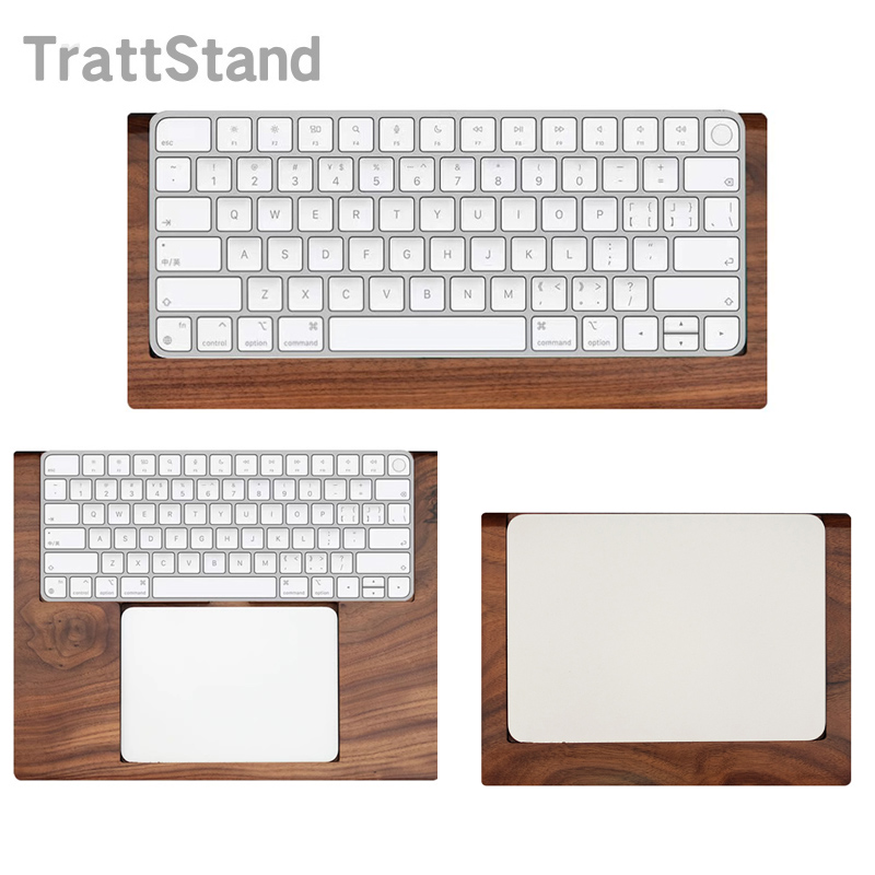 Keyboard Tray Under Desk - 2 in 1 Walnut Solid Wooden