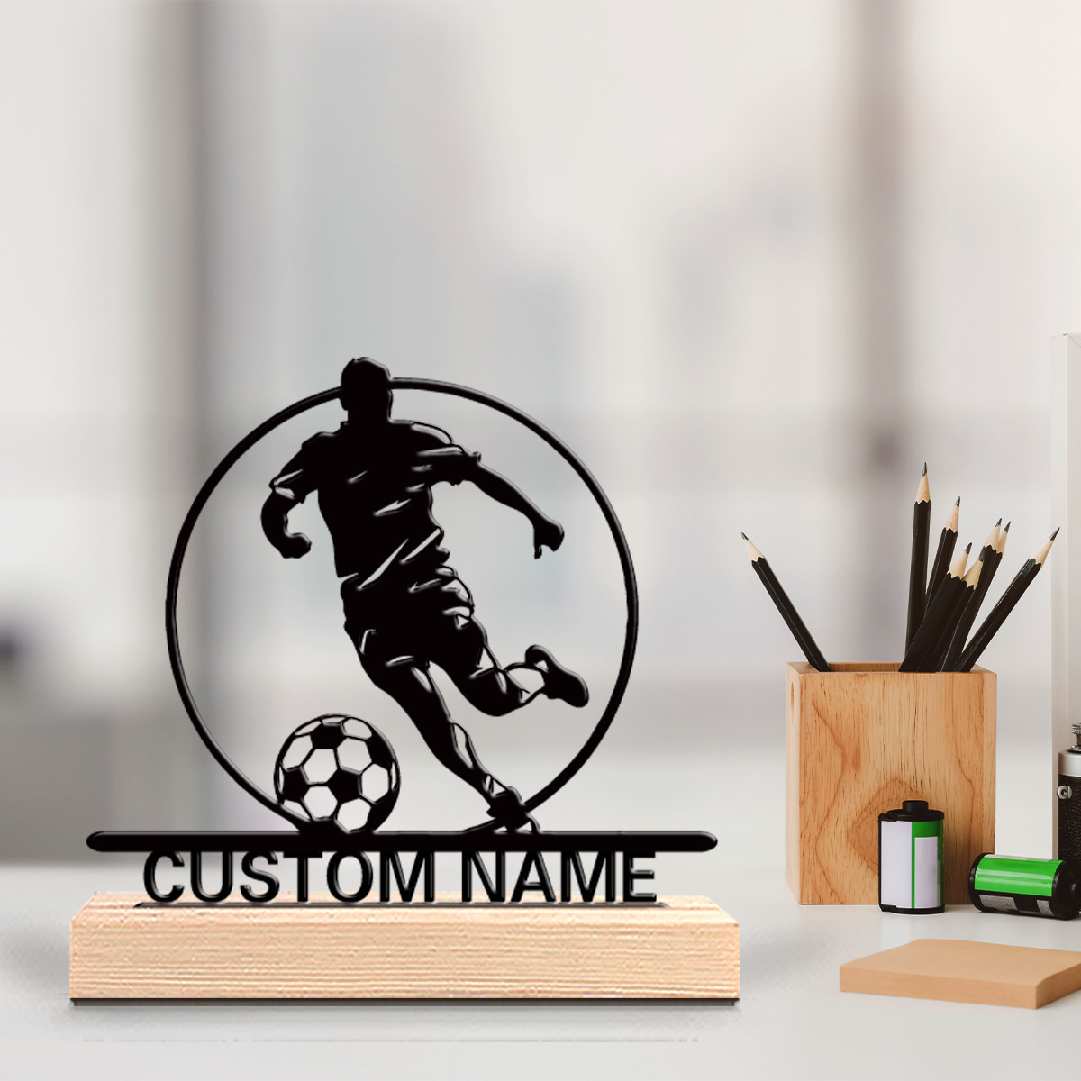 Home Office Design - Custom Soccer Player Metal Statue with