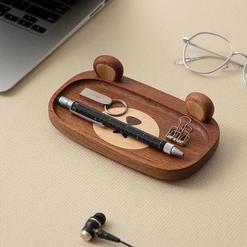 Home Office Gif - Miniature Solid Wood bear Tray Ornament
