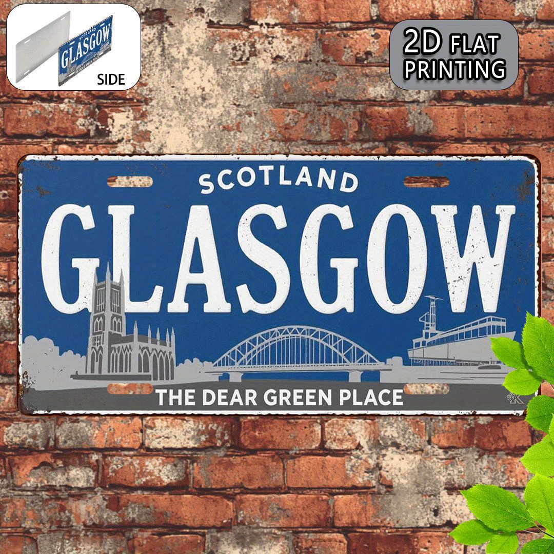 Home Office In Glasgow - Glasgow Scotland City Skyline Tin Sign