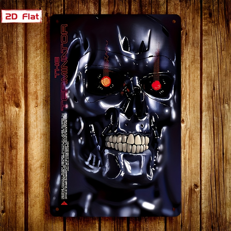 Home Office Or - Vintage Terminator Metal Tin Sign, Distressed