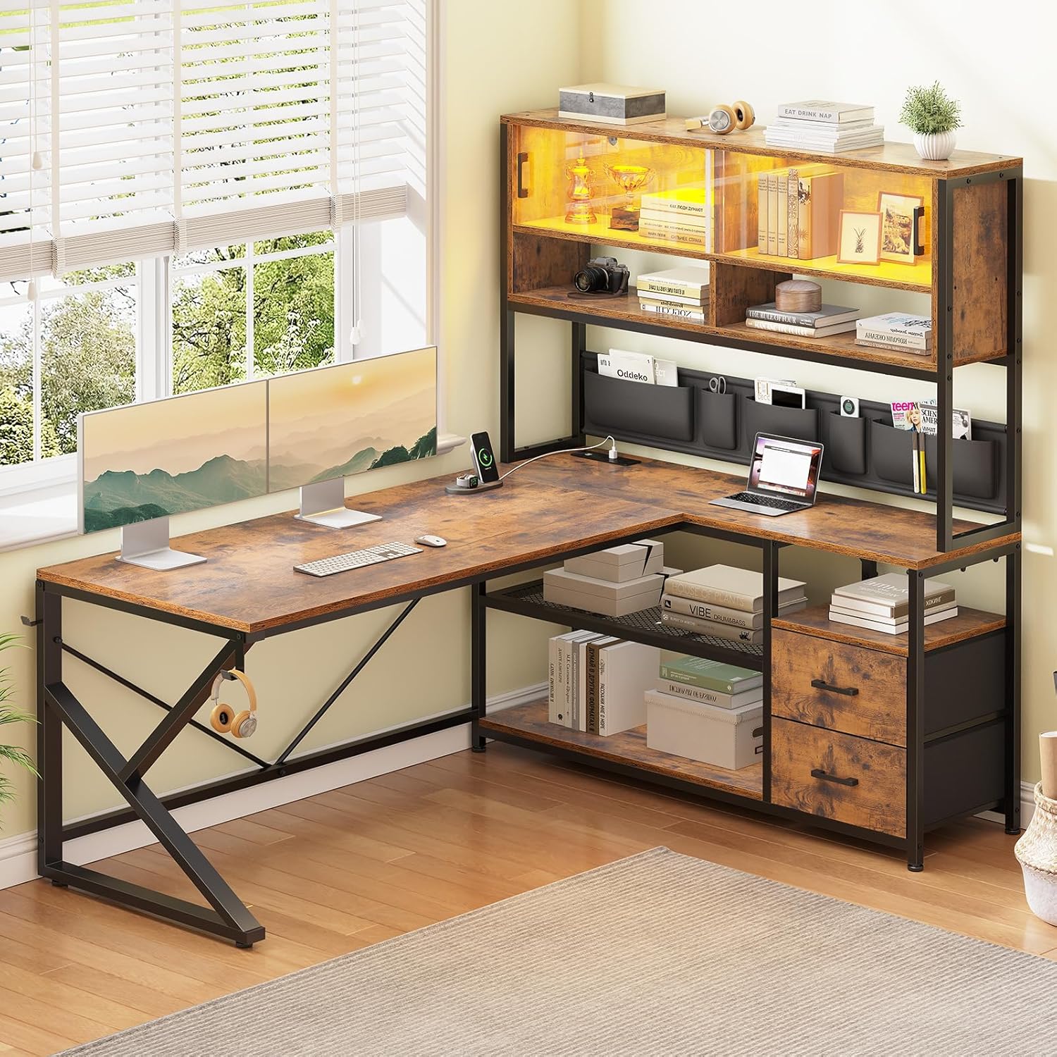 Home Office Shed - L Shaped Computer Desk with 2