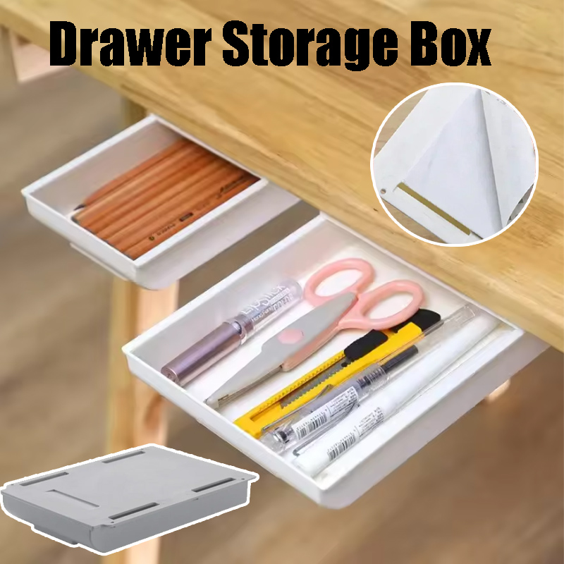 Desk Drawer Small - Desktop Hidden Drawer Organizer Under-Desk Slide-Out