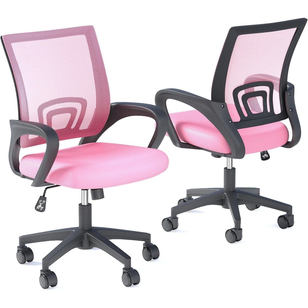 Home Office Ergonomics - Pink Ergonomic Mesh Office Chair Set