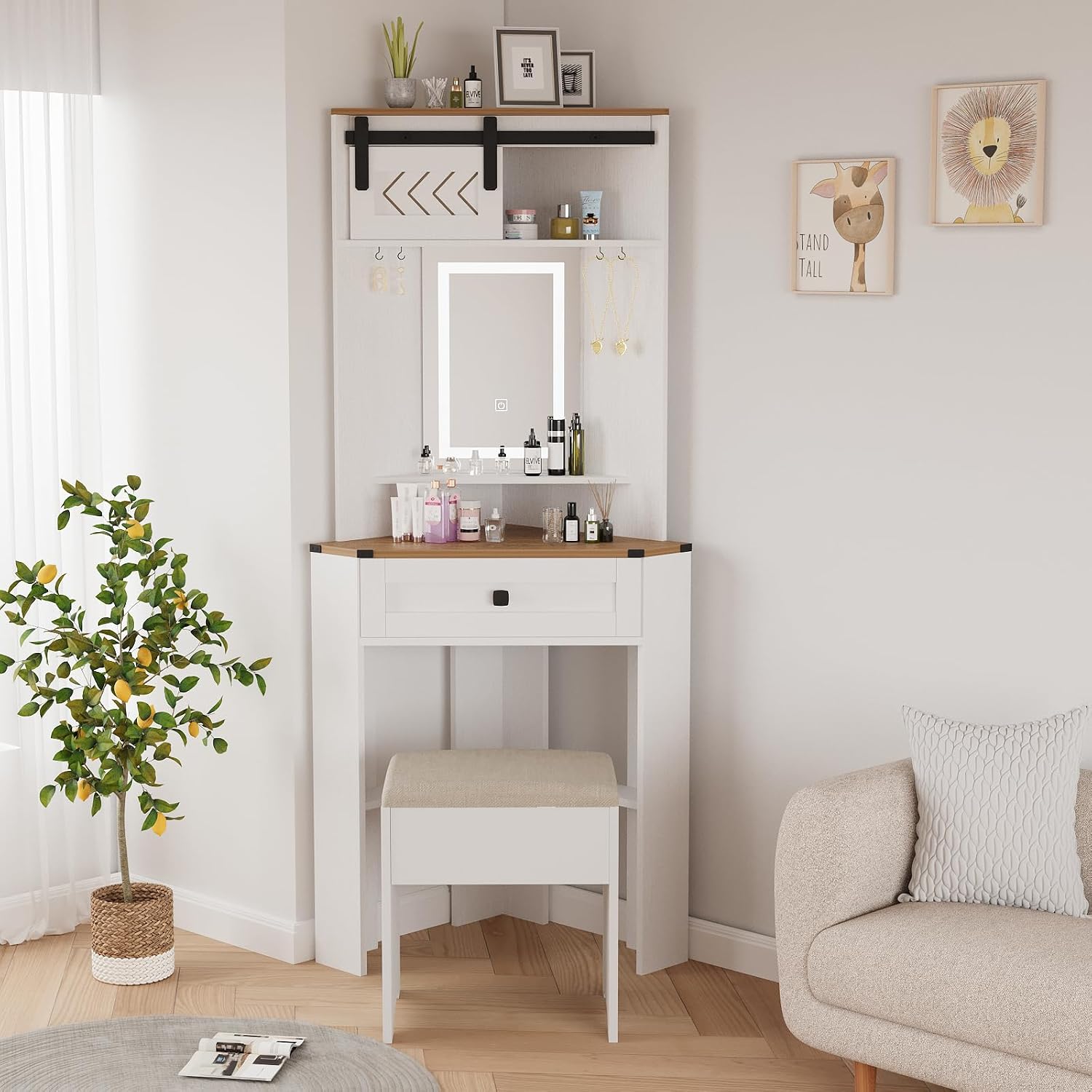 Corner Vanity Desk Set with Li - огляд і ціна Desk Drawer Small