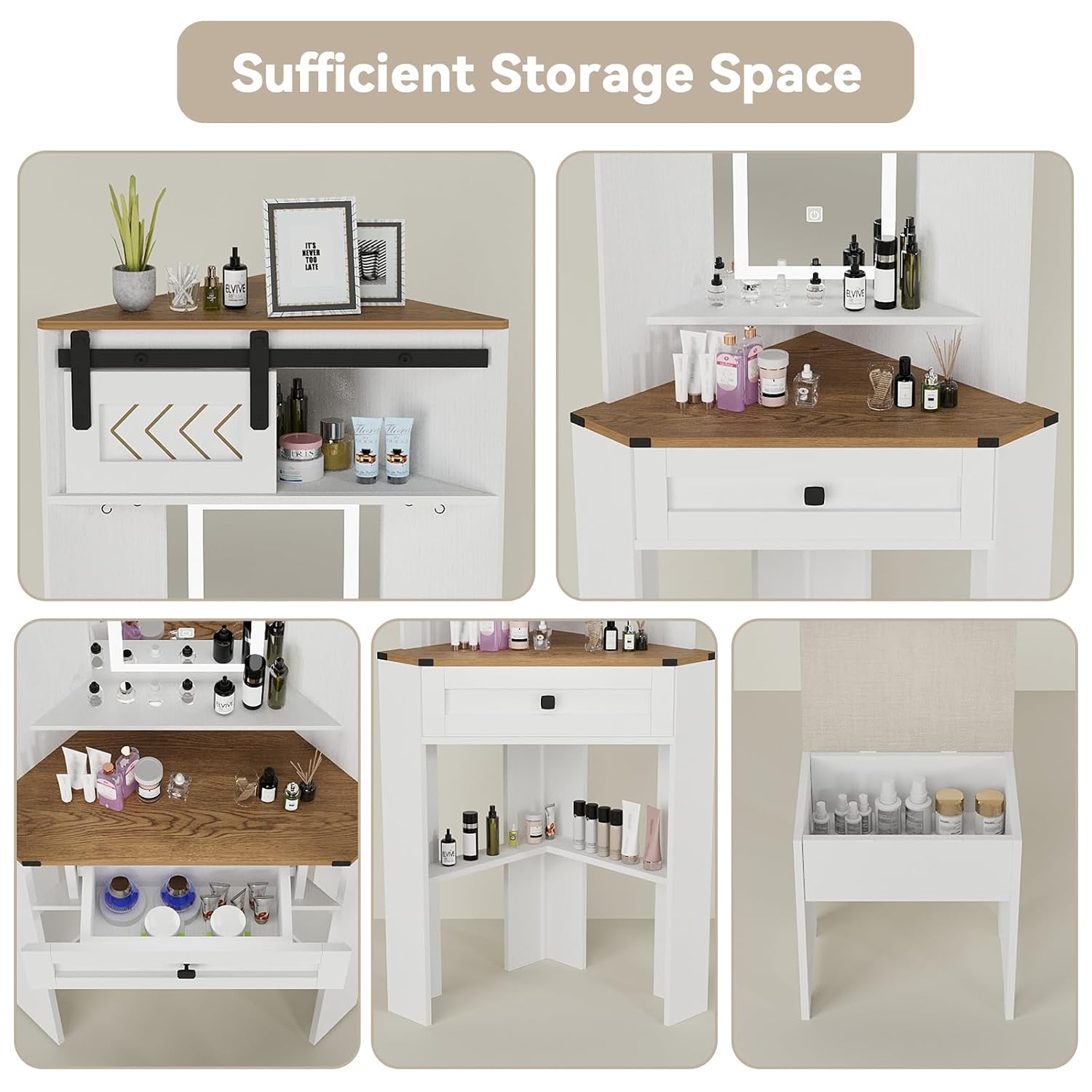 Corner Vanity Desk Set with Li - огляд і ціна Desk Drawer Small
