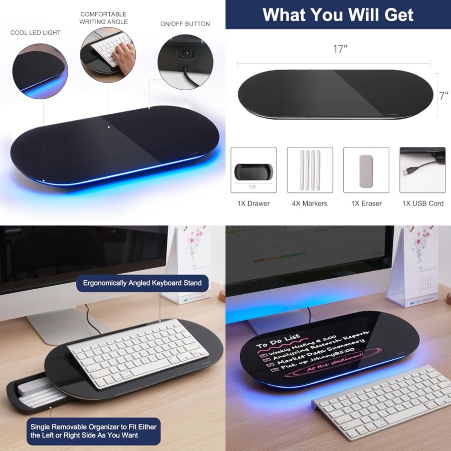 Glass Desktop Whiteboard - 17  - огляд і ціна Desk Drawer Small