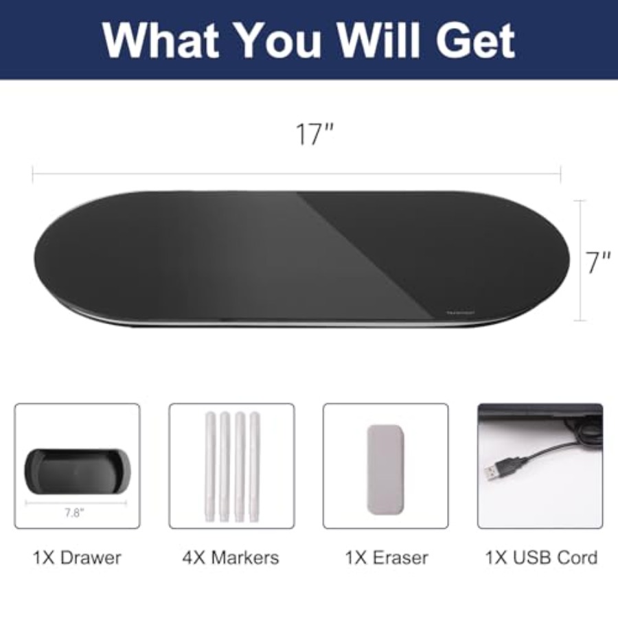 Glass Desktop Whiteboard - 17  - огляд і ціна Desk Drawer Small
