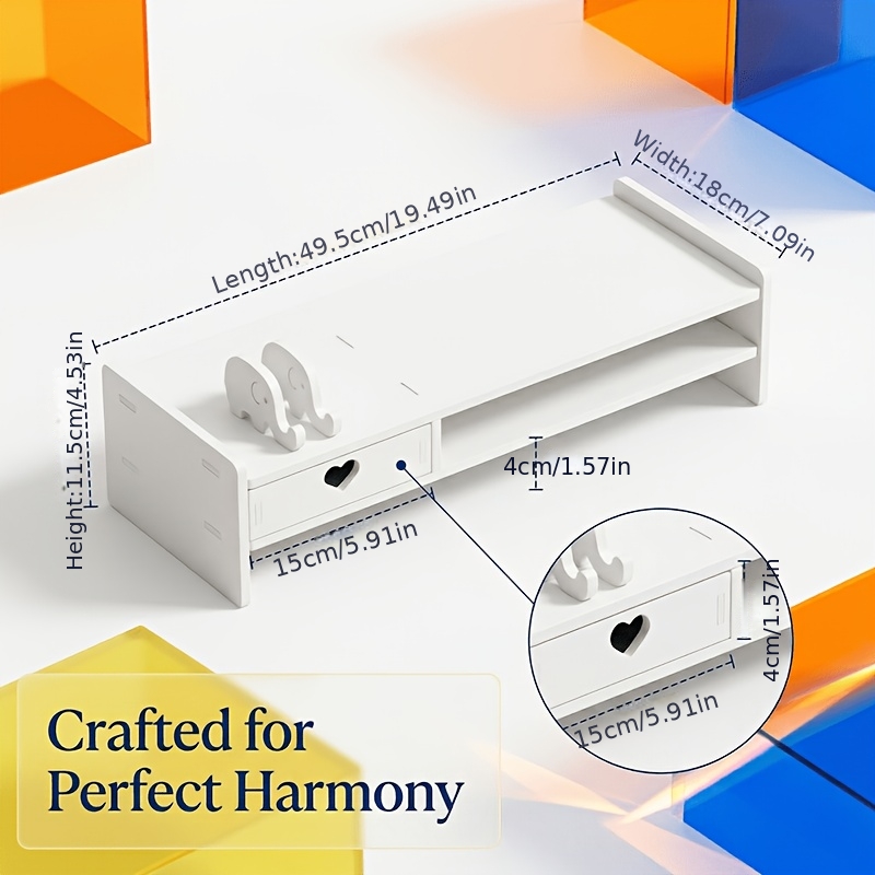 Minimalist White PVC Monitor S - огляд і ціна Desk Drawer Small