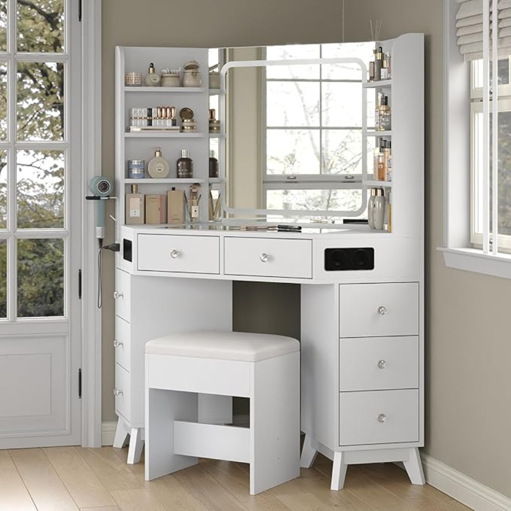 Corner Vanity Desk with Blueto - огляд і ціна Desk Drawer Small