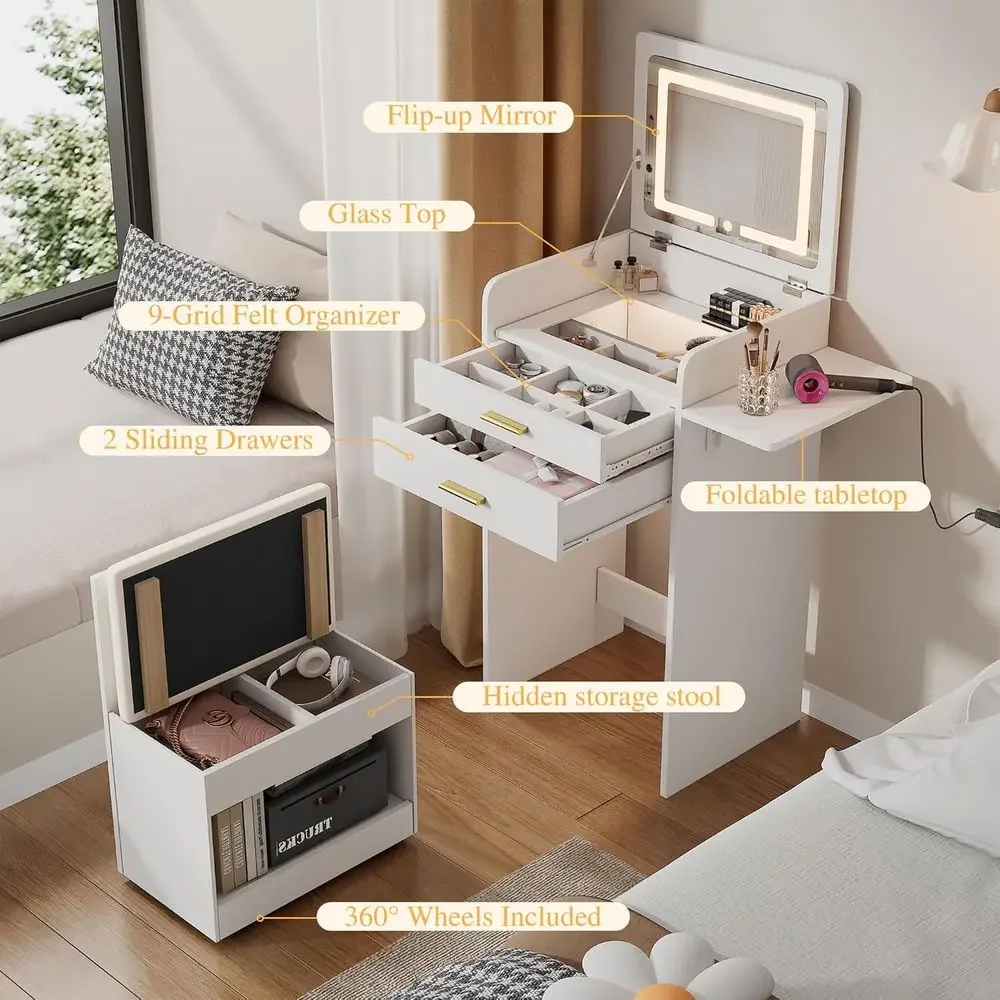 Compact Vanity Desk with Lip T - огляд і ціна Desk Drawer Small