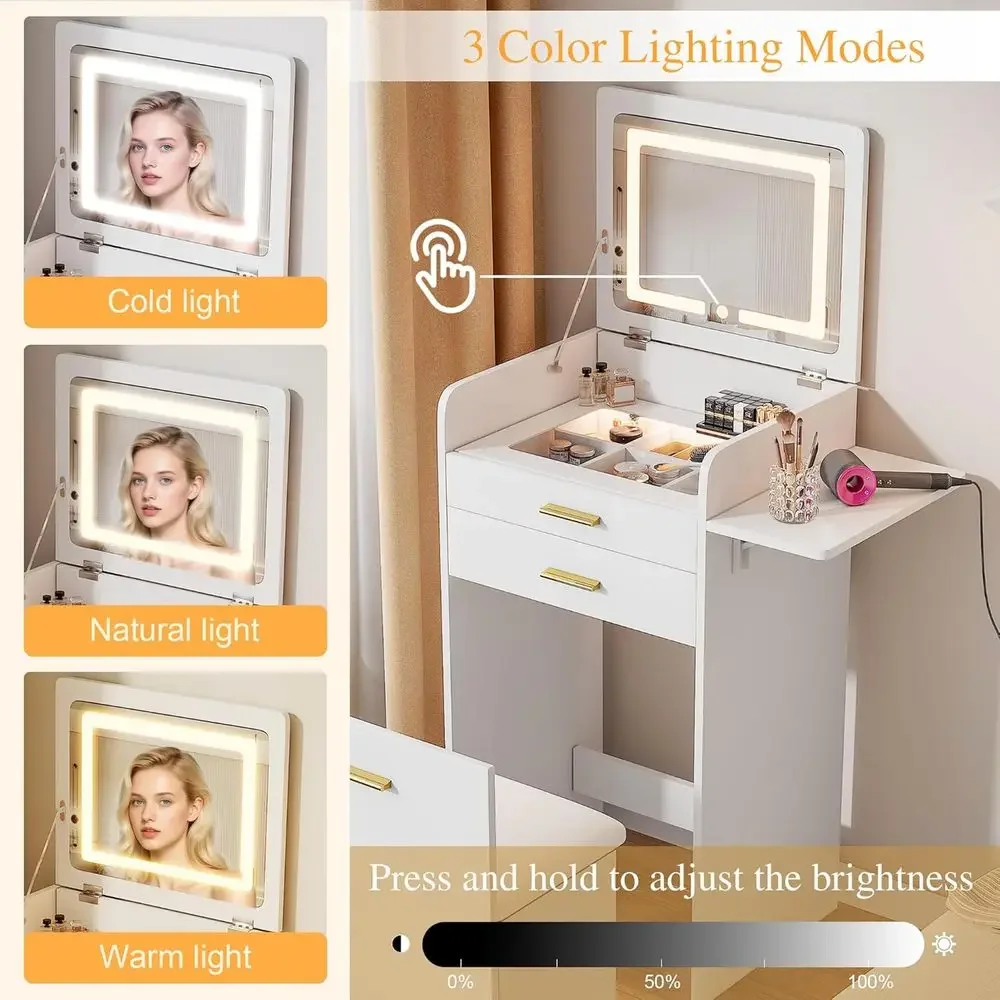 Compact Vanity Desk with Lip T - огляд і ціна Desk Drawer Small