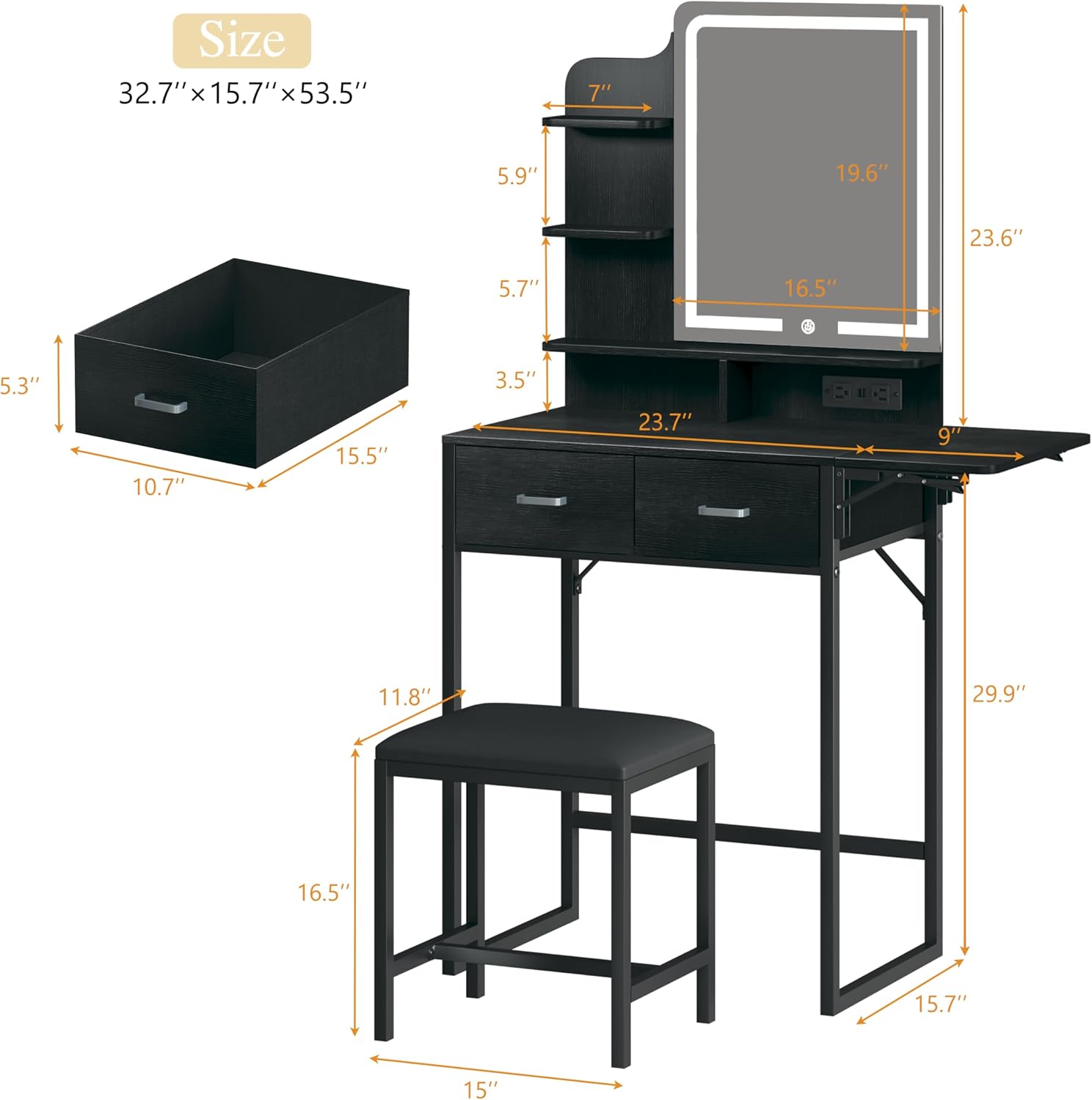 Makeup Vanity Desk with Mirror - огляд і ціна Desk Drawer Small