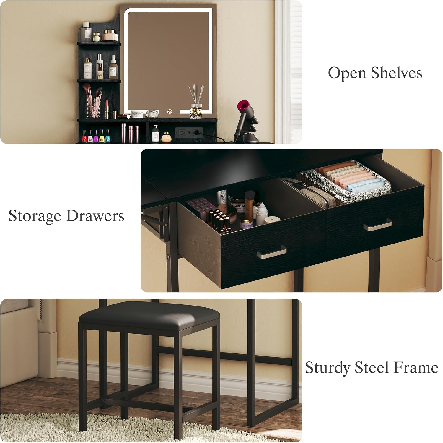 Makeup Vanity Desk with Mirror - огляд і ціна Desk Drawer Small