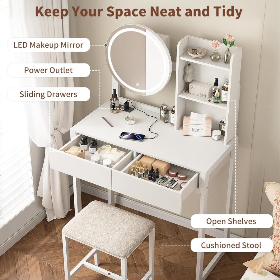 Small Vanity Desk with Mirror  - огляд і ціна Desk Drawer Small