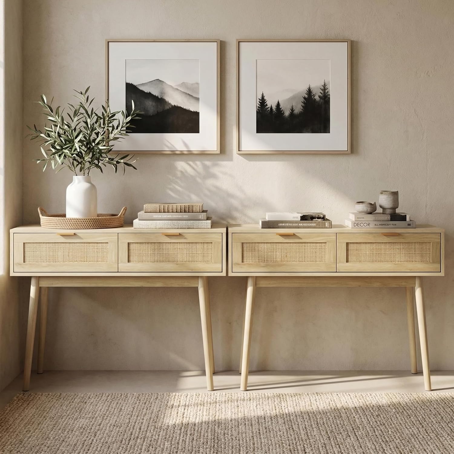 Console Table Rattan Desk with - огляд і ціна Desk Drawer Small
