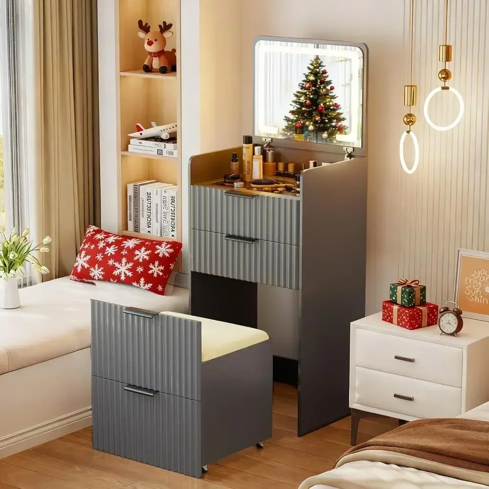 Grey Small Vanity Desk with Fl - огляд і ціна Desk Drawer Small