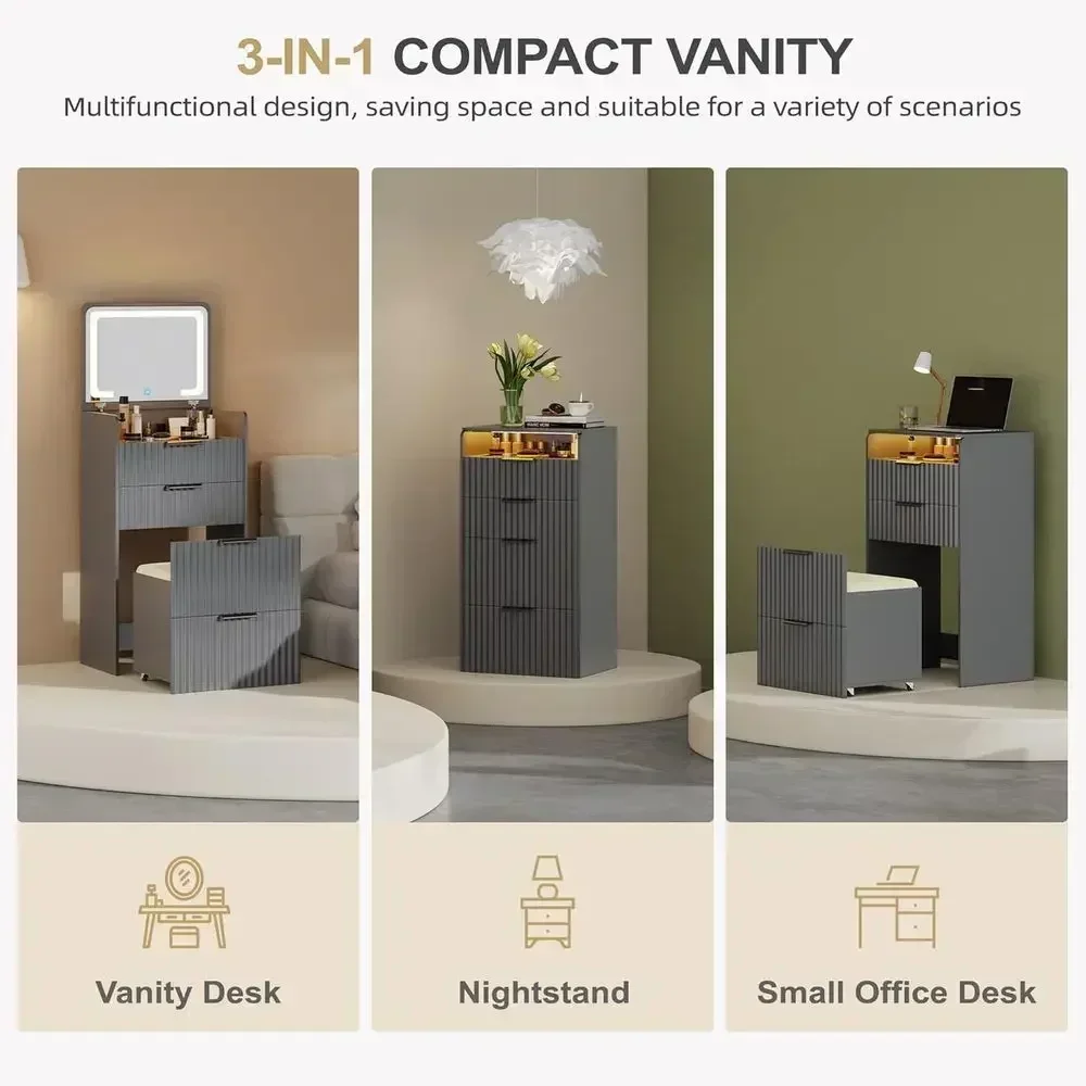 Grey Small Vanity Desk with Fl - огляд і ціна Desk Drawer Small