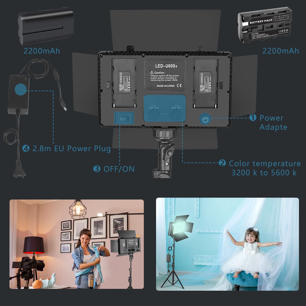 Nagnahz U800+ LED Video Light  - огляд і ціна Zoom Lighting Kit