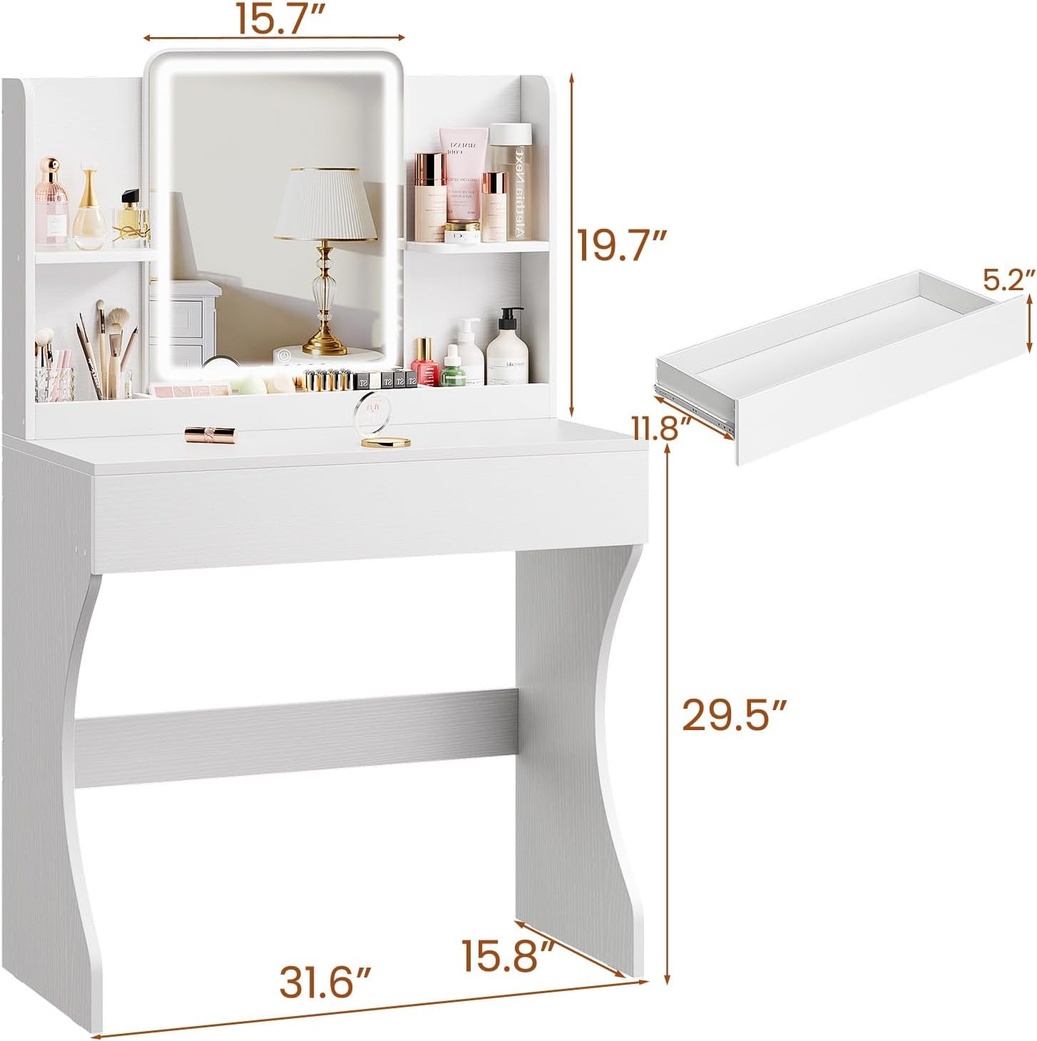 White Small Makeup Vanity Desk - огляд і ціна Desk Drawer Small