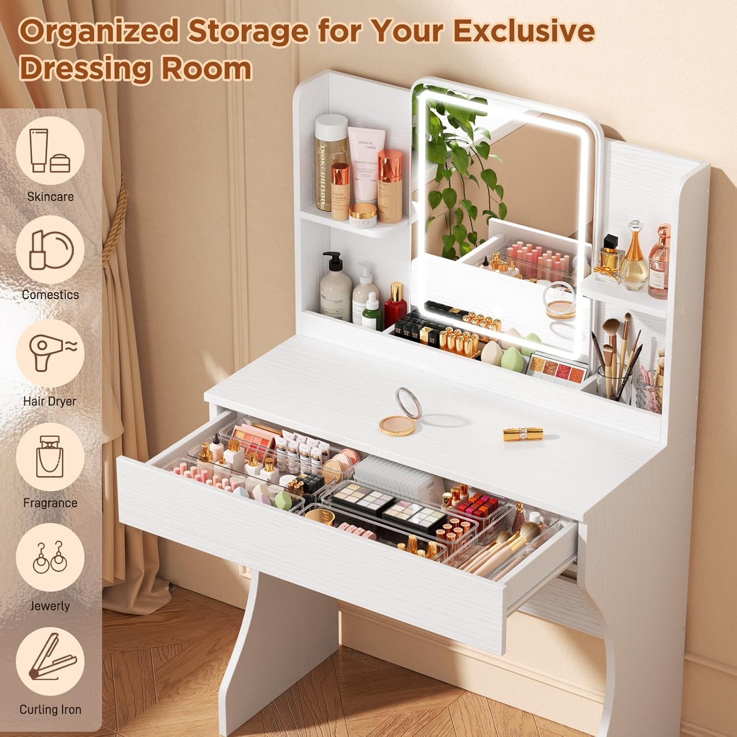 White Small Makeup Vanity Desk - огляд і ціна Desk Drawer Small