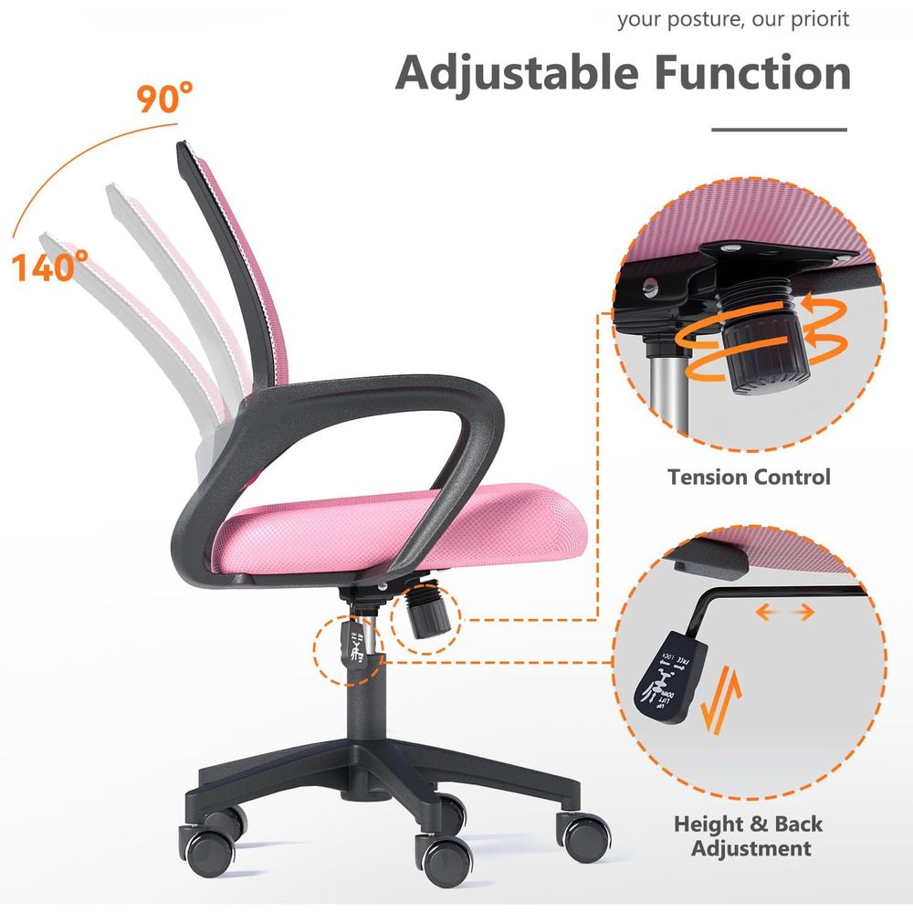 Pink Ergonomic Mesh Office Cha - огляд і ціна Home Office Ergonomics